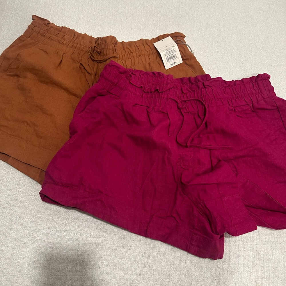 2 Target High Waist Shorts Pink and Rusty Brown